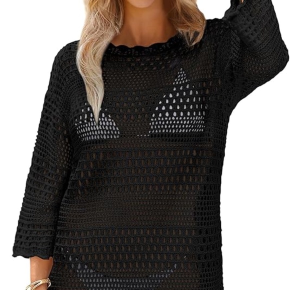 Women’s Crochet Swim Coverup in Black in various NWT - Picture 4 of 7